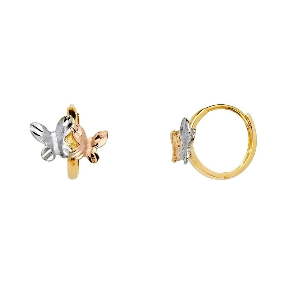 NEW 14K TWO TONE GOLD HUGGIES EARRINGS: NEW 14K TWO TONE GOLD HUGGIES EARRINGS HUGGIES EARRINGS NEW 14K TWO TONE GOLD Height : 10 mm Width : 10 mm Weight : 1.6g