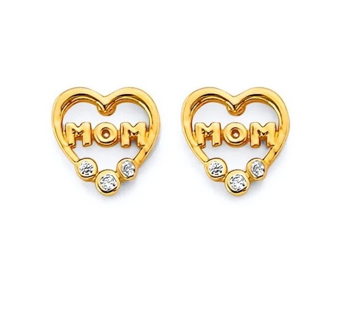 NEW 14K YELLOW GOLD HEART MOM PUSH BACK EARRINGS: NEW 14K YELLOW GOLD HEART MOM PUSH BACK EARRINGS HEART MOM PUSH BACK EARRINGS NEW 14K YELLOW GOLD HEIGHT - 7 mm WIDTH - 8 mm Apx WEIGHT - 1.5 g