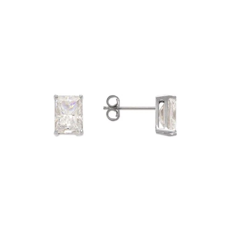 NEW 14K WHITE GOLD CUSHION CUT STUD EARRINGS: NEW 14K WHITE GOLD CUSHION CUT STUD EARRINGS CUSHION CUT STUD EARRINGS NEW 14K WHITE GOLD Width: Approx. 5.5x7mm Apx WEIGHT: 2g