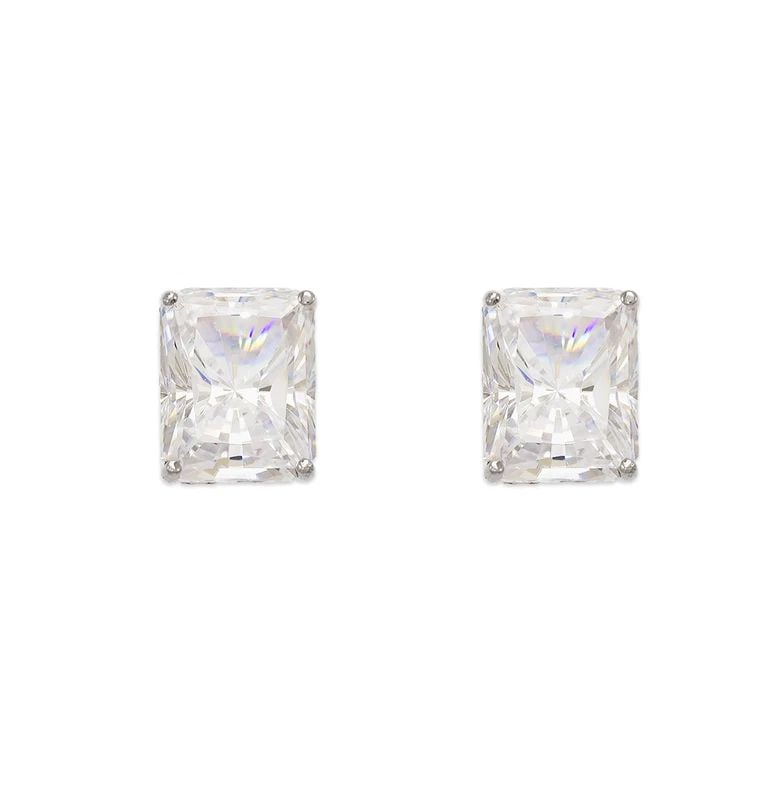 NEW 14K WHITE GOLD CUSHION CUT STUD EARRINGS: NEW 14K WHITE GOLD CUSHION CUT STUD EARRINGS CUSHION CUT STUD EARRINGS NEW 14K WHITE GOLD Width: Approx. 7.5x9.5mm Apx WEIGHT: 2g