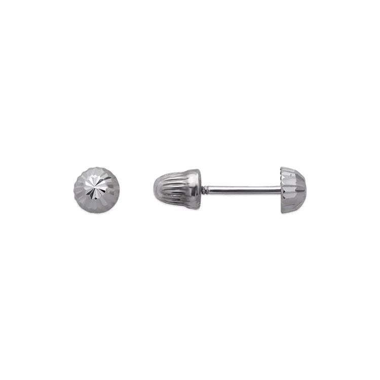 NEW 14K WHITE GOLD 3MM DIAMOND CUT STUD EARRINGS: NEW 14K WHITE GOLD 3MM DIAMOND CUT STUD EARRINGS 3MM DIAMOND CUT STUD EARRINGS NEW 14K WHITE GOLD Width: Approx. 3mm Apx WEIGHT: 2g