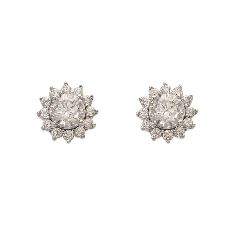 NEW 14K WHITE GOLD FANCY FLOWER STUD EARRINGS: NEW 14K WHITE GOLD FANCY FLOWER STUD EARRINGS FANCY FLOWER STUD EARRINGS NEW 14K WHITE GOLD Width: Approx. 9x9mm Apx WEIGHT: 2g