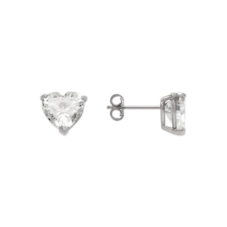 NEW 14K WHITE GOLD HEART CUT STUD EARRINGS: NEW 14K WHITE GOLD HEART CUT STUD EARRINGS HEART CUT STUD EARRINGS NEW 14K WHITE GOLD Width: Approx. 6x6mm Apx WEIGHT: 2g
