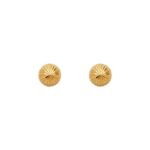 NEW 14K YELLOW GOLD 5MM DIAMOND CUT STUD EARRINGS: NEW 14K YELLOW GOLD 5MM DIAMOND CUT STUD EARRINGS 5MM DIAMOND CUT STUD EARRINGS NEW 14K YELLOW GOLD Width: Approx. 5mm AVERAGE Apx WEIGHT: 2g