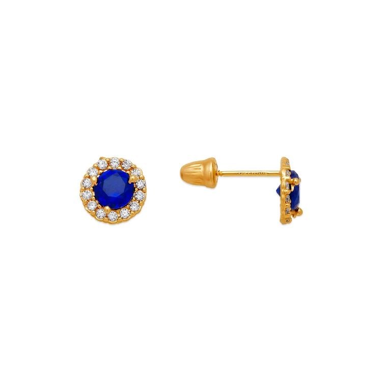 NEW 14K YELLOW GOLD 4MM BLUE ROUND STUD EARRINGS: NEW 14K YELLOW GOLD 4MM BLUE ROUND STUD EARRINGS 4MM BLUE ROUND STUD EARRINGS NEW 14K YELLOW GOLD Width: Approx. 4mm Apx WEIGHT: 2g