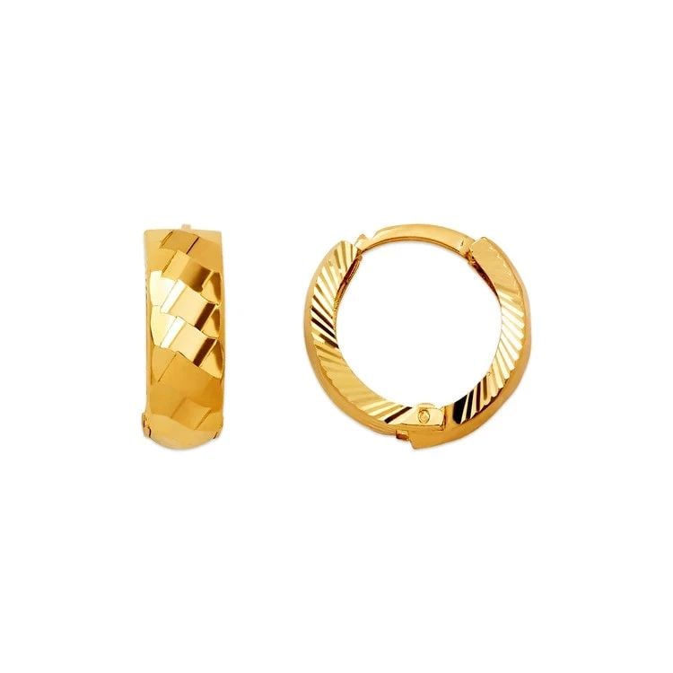 NEW 14K YELLOW GOLD D/C HUGGIE EARRINGS: NEW 14K YELLOW GOLD D/C HUGGIE EARRINGS D/C HUGGIE EARRINGS NEW 14K YELLOW GOLD Width: Approx. 5x15mm Apx WEIGHT: 2g