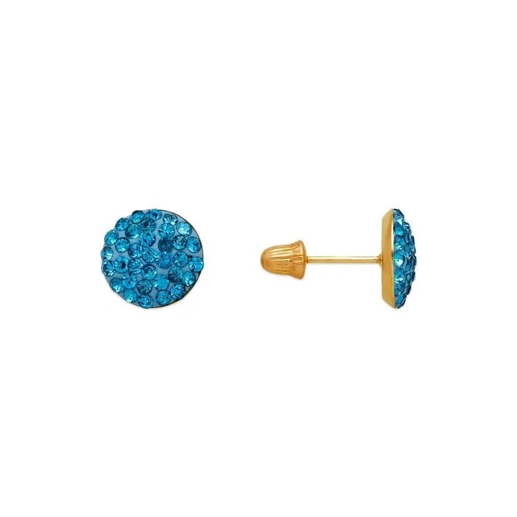 NEW 14K YELLOW GOLD BLUE FLAT BALL ENAMEL STUD EARRINGS 8MM: NEW 14K YELLOW GOLD BLUE FLAT BALL ENAMEL STUD EARRINGS 8MM BLUE FLAT BALL ENAMEL STUD EARRINGS 8MM NEW 14K YELLOW GOLD Width: Approx. 8mm Apx WEIGHT: 2g
