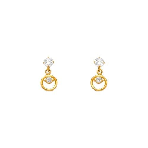 NEW 14K YELLOW GOLD DANGLING CIRCLE STUD EARRINGS: NEW 14K YELLOW GOLD DANGLING CIRCLE STUD EARRINGS DANGLING CIRCLE STUD EARRINGS NEW 14K YELLOW GOLD Width: Approx. 5x11mm AVERAGE Apx WEIGHT: 2g