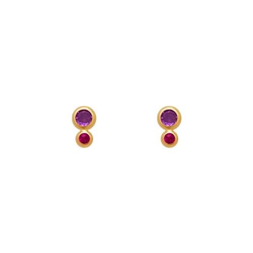 NEW 14K YELLOW GOLD BEZEL STUD EARRINGS (1 of 2)