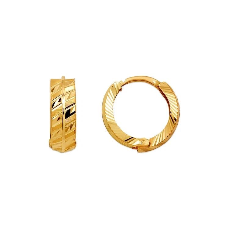 NEW 14K YELLOW GOLD D/C HUGGIE EARRINGS: NEW 14K YELLOW GOLD D/C HUGGIE EARRINGS D/C HUGGIE EARRINGS NEW 14K YELLOW GOLD Width: Approx. 5x15mm Apx WEIGHT: 2g