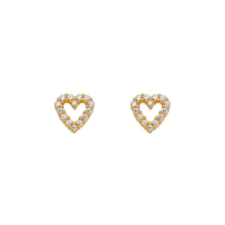 NEW 14K YELLOW GOLD HEART PAVE STUD EARRINGS: NEW 14K YELLOW GOLD HEART PAVE STUD EARRINGS HEART PAVE STUD EARRINGS NEW 14K YELLOW GOLD Width: Approx. 6x6.5mm Apx WEIGHT: 2g