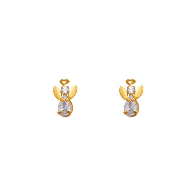 NEW 14K YELLOW GOLD MINI ANGEL STUD EARRINGS (1 of 2)