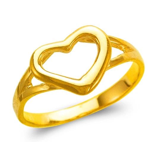 NEW 14K YELLOW GOLD LADIES HEART DESIGN RING (1 of 2)