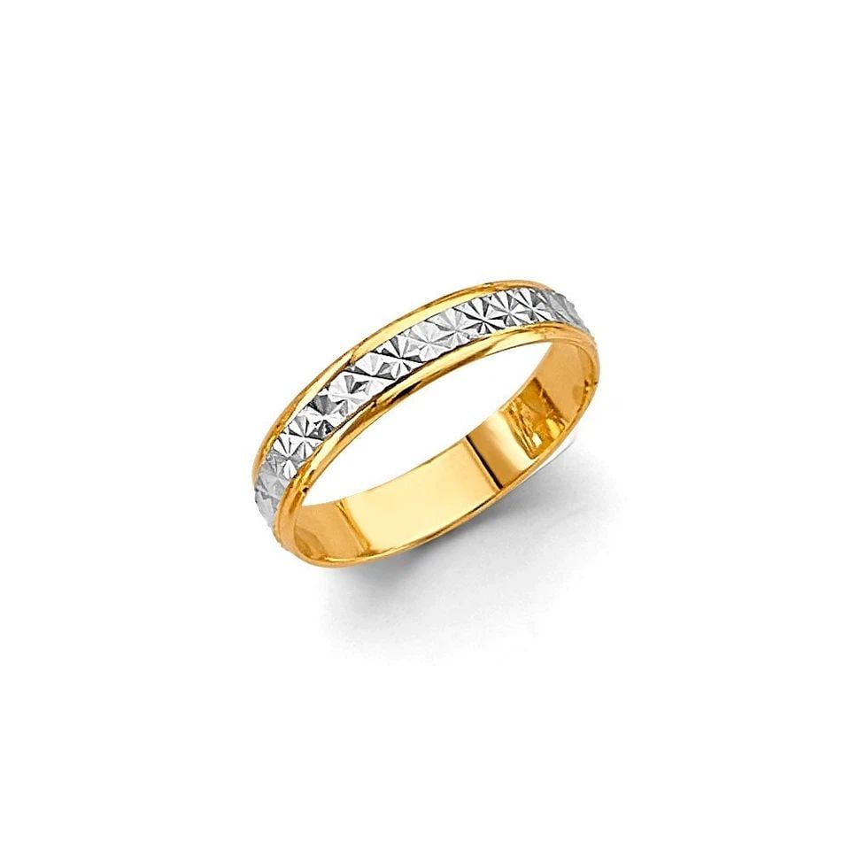 NEW 14K TWO TONE GOLD 4MM DC WEDDING BAND - SIZE 7- SIZE 7 (1 of 1)