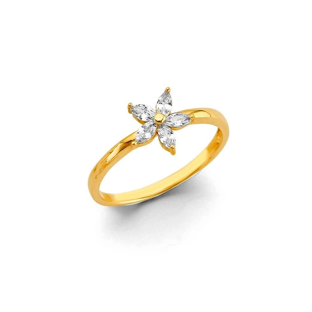 NEW 14K YELLOW GOLD FLOWER RING -SIZE 7 (1 of 2)