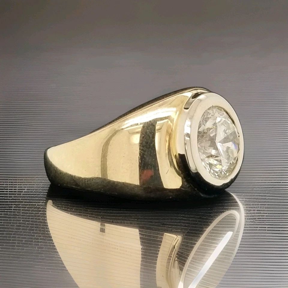 5.24CT. NATURAL ROUND CARAT DIAMOND STATEMENT UNISEX RING 14K YELLOW GOLD (1 of 2)