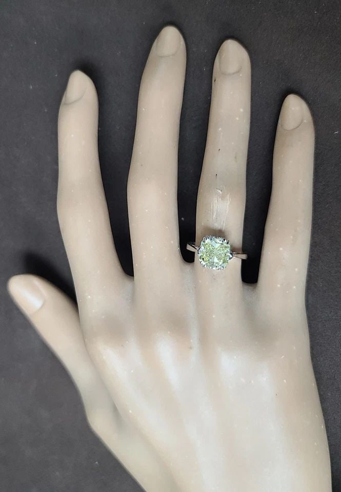PLATINUM VINTAGE ENGAGEMENT RING 3.02CT.NATURAL YELLOW RADIANT CUT DIAMOND GIA (1 of 2)