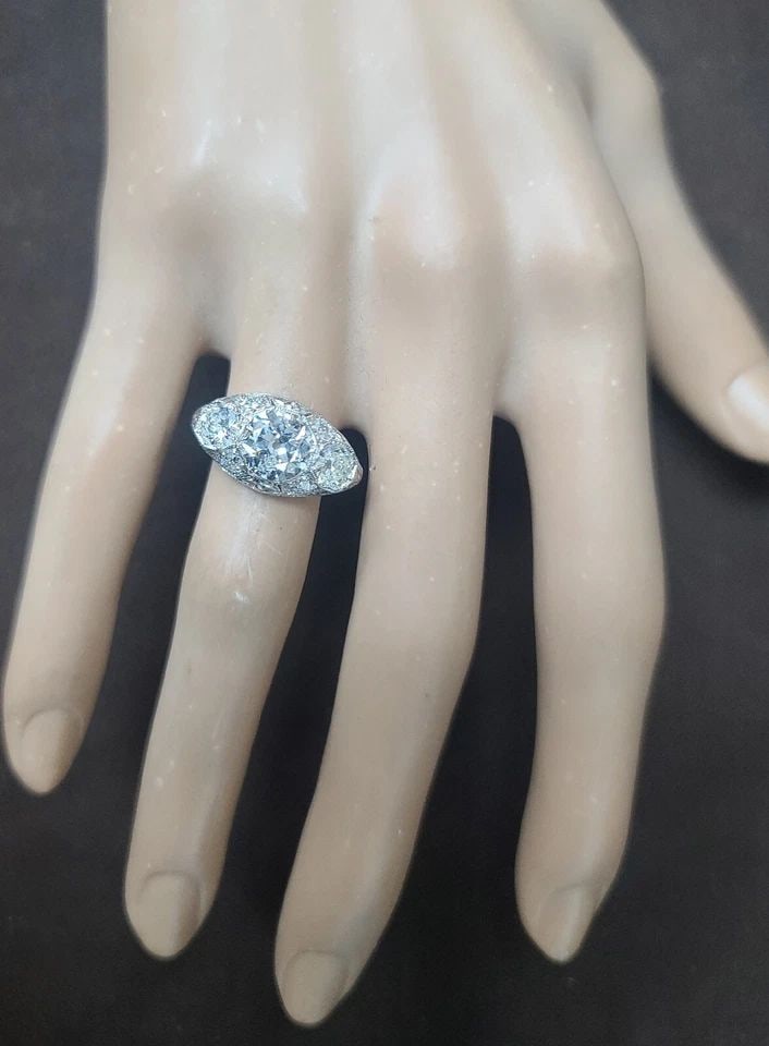 1.45CT. PLATINUM VINTAGE FILIGREE ENGAGEMENT RING NATURAL ROUND CUT DIAMOND 1920 (1 of 2)