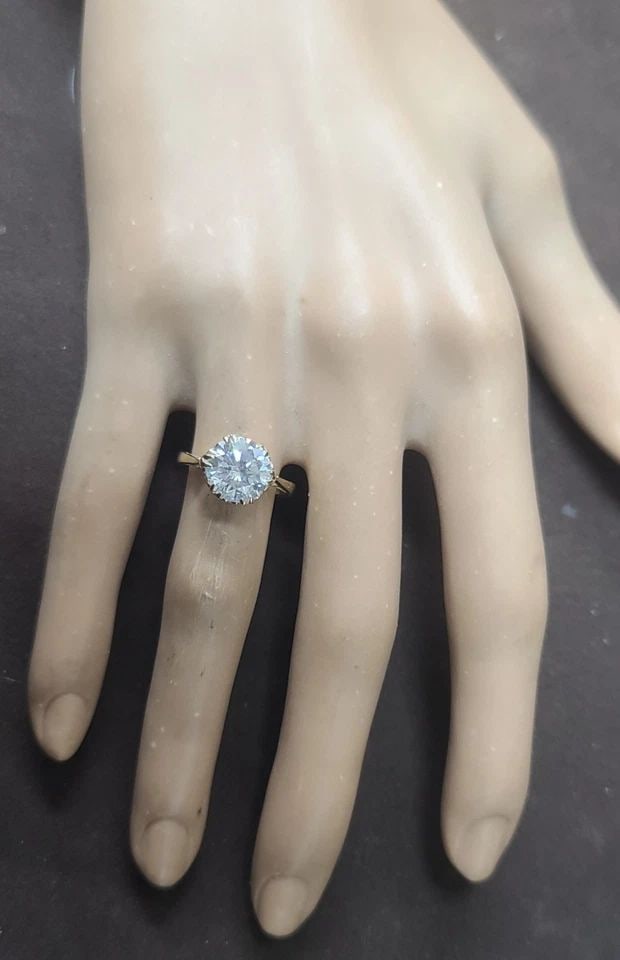 14K YELLOW GOLD VINTAGE ENGAGEMENT RING 2.82 CARAT NATURAL ROUND DIAMOND (1 of 2)