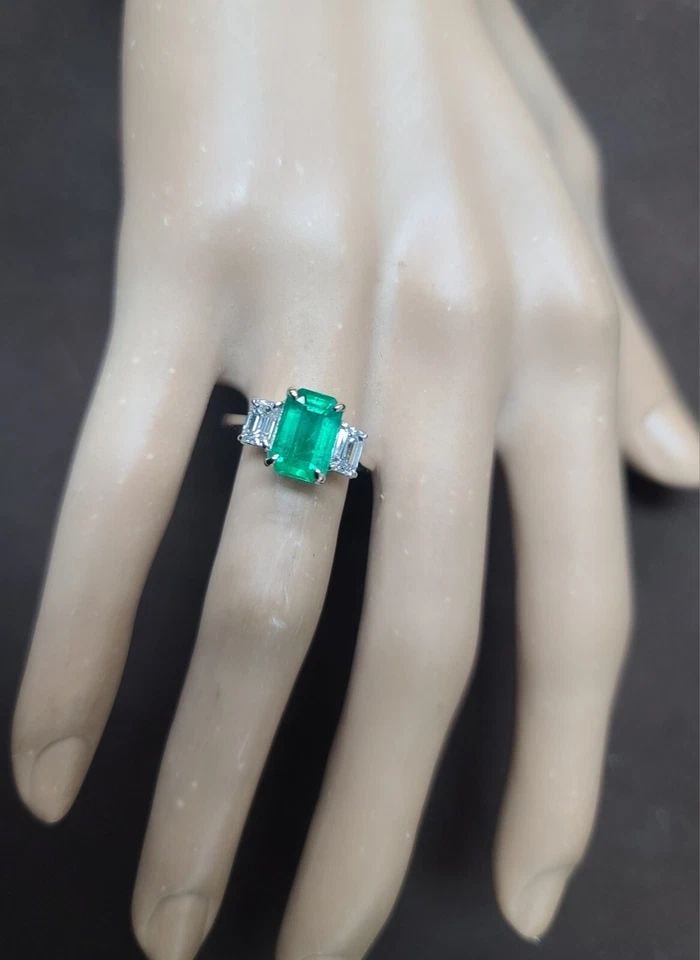 14K WHITE GOLD NATURAL COLOMBIAN EMERALD DIAMOND ENGAGEMENT RING 2.38CT (1 of 2)