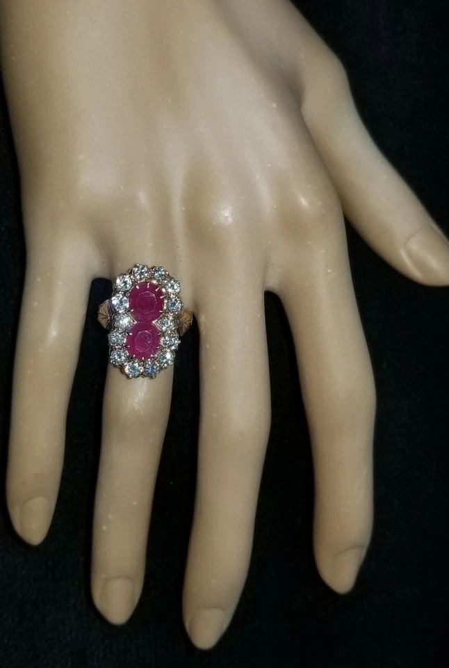VINTAGE 14K YELLOW GOLD STATEMENT RING 4.88CT NATURAL OVAL RUBY CIRC 1920'S (1 of 2)