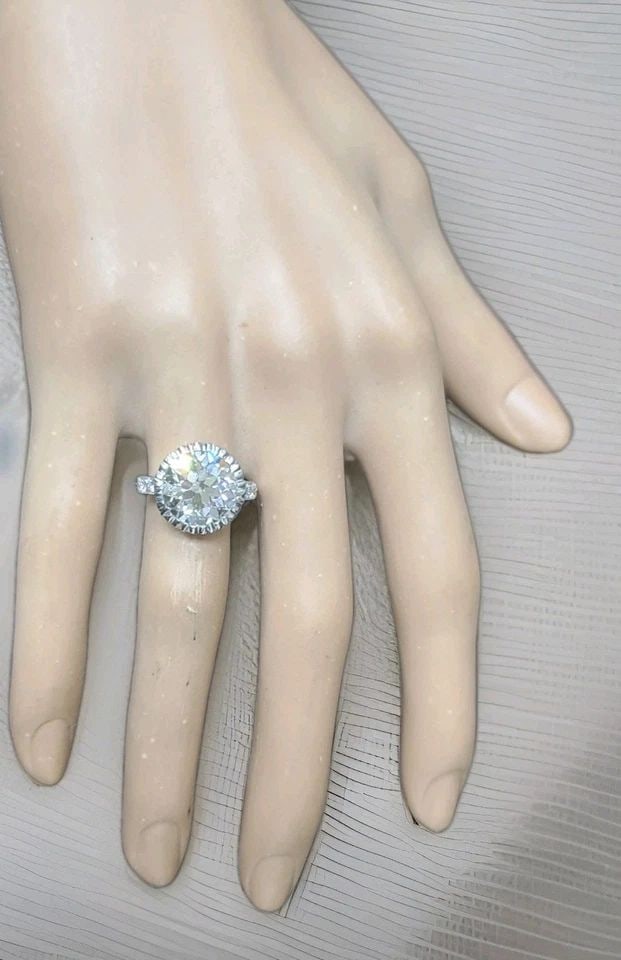 VINTAGE PLATINUM ENGAGEMENT RING 5.10CT.LAB GROWN OLD EURO ROUND CUT DIAMOND (1 of 2)