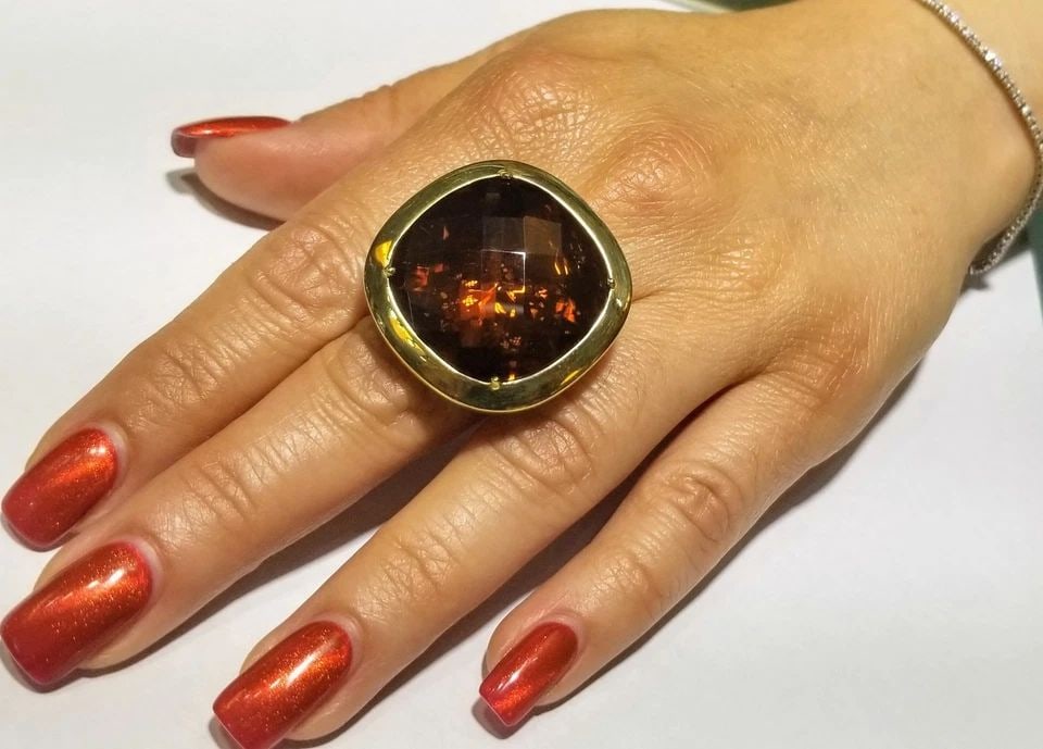 18K YELLOW GOLD STATEMENT RING 32.40CT CUSHION CUT CITRINE GEMSTONE RING (1 of 1)