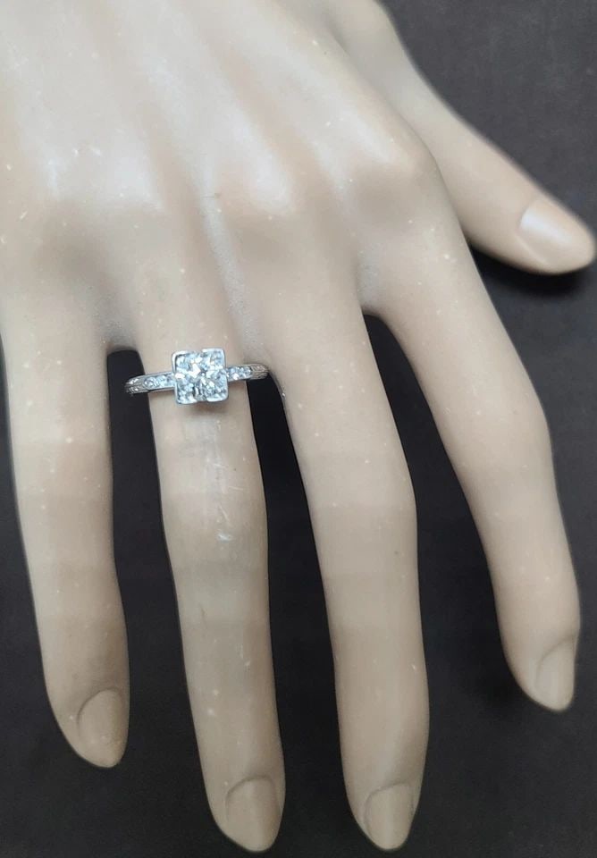 VINTAGE PLATINUM ENGAGEMENT RING 0.92CT.NATURAL EURO CUT DIAMOND CIRC 1920'S (1 of 2)