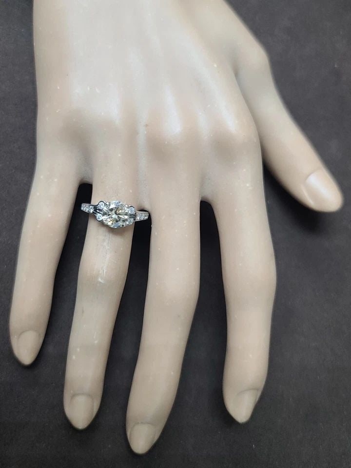 VINTAGE 14K WHITE GOLD ENGAGEMENT RING 1.28CT. NATURAL CHAMPAGNE ROUND DIAMOND (1 of 2)