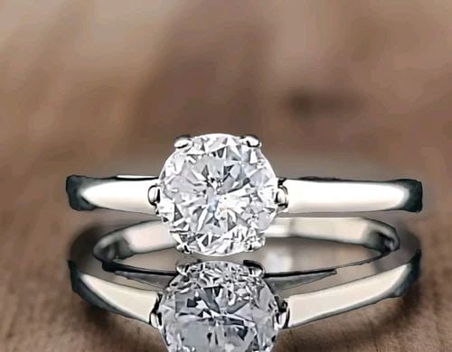 14K WHITE GOLD VINTAGE ENGAGEMENT RING 0.97CT. NATURAL DIAMOND ROUND CUT (1 of 1)