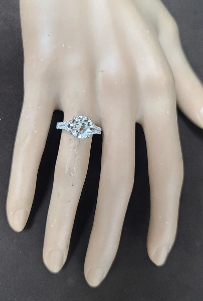 VINTAGE PLATINUM ENGAGEMENT RING 2.35CT.LAB GROWN DIAMOND OLD EURO CUT VS-J-K (1 of 2)
