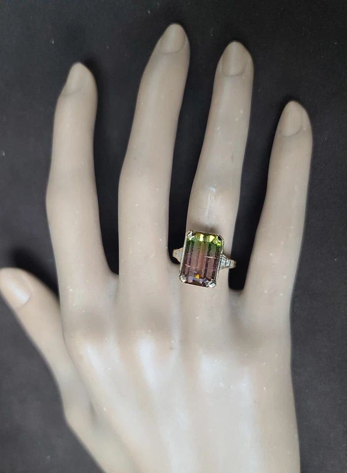 VINTAGE 14K YELLOW GOLD ENGAGEMENT RING 7.73CT. NATURAL BIO TOURMALINE (1 of 2)