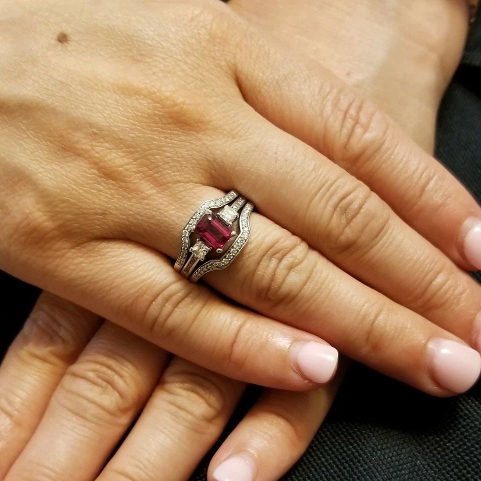 14K WHITE GOLD ENGAGEMENT RING 1.78CT NATURAL PINK RUBELLITE TOURMALINE (1 of 1)