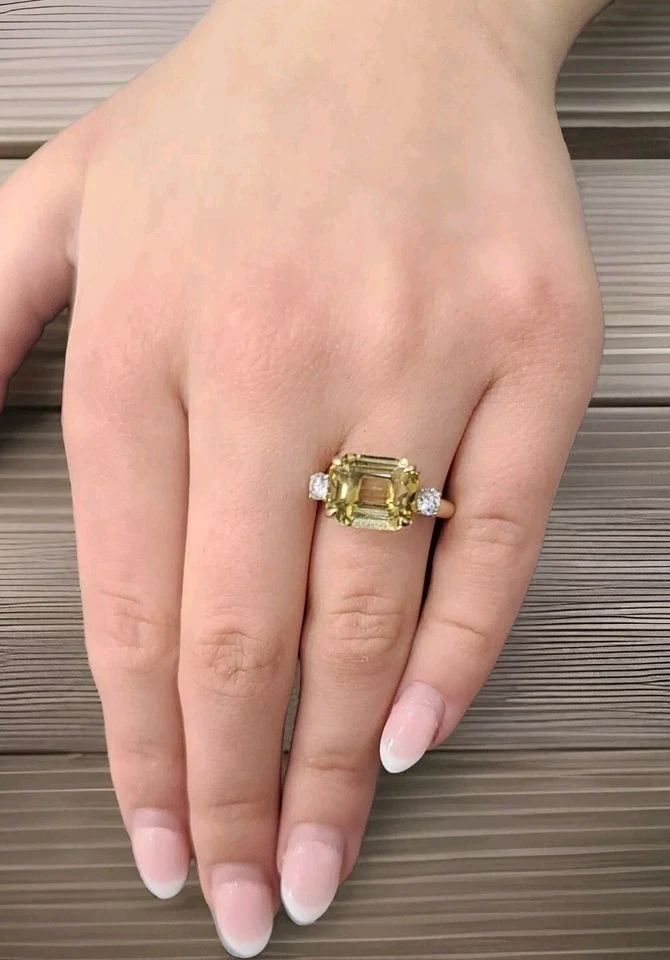 VINTAGE 14K YELLOW GOLD ENGAGEMENT RING 6.69CT. NATURAL YELLOW TOURMALINE (1 of 2)