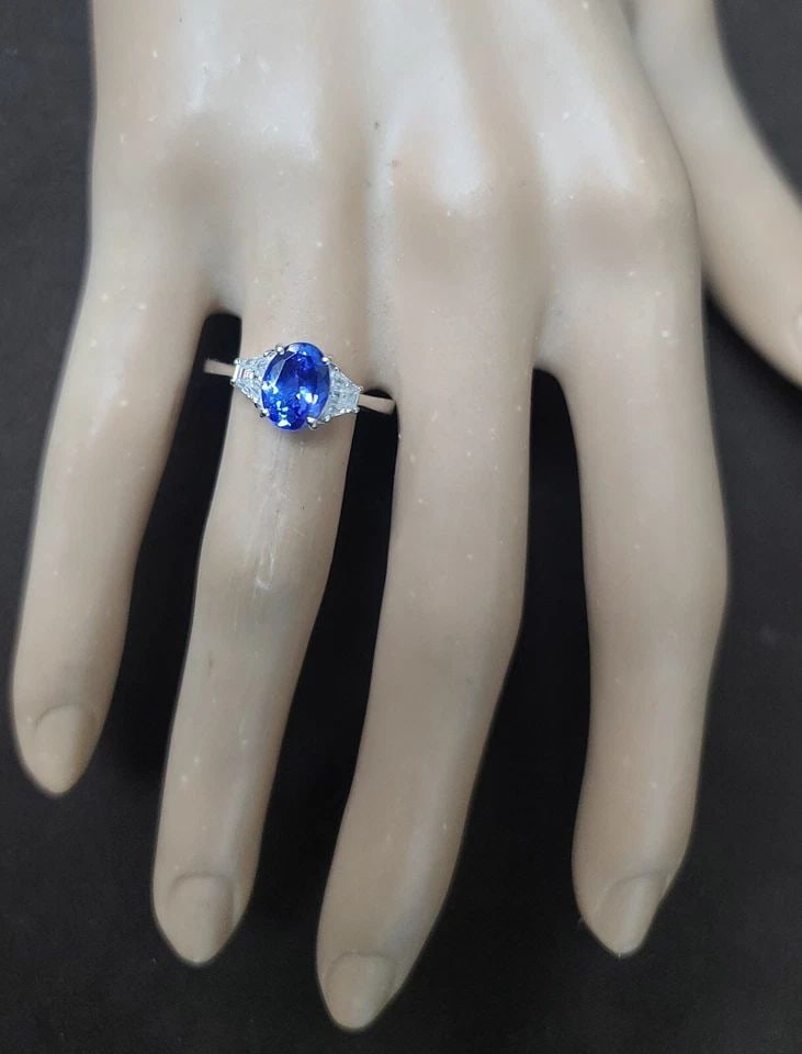 14K WHITE GOLD ENGAGEMENT RING 1.65CT.NATURAL GEMSTONE TANZANITE OVAL SHAPE (1 of 2)
