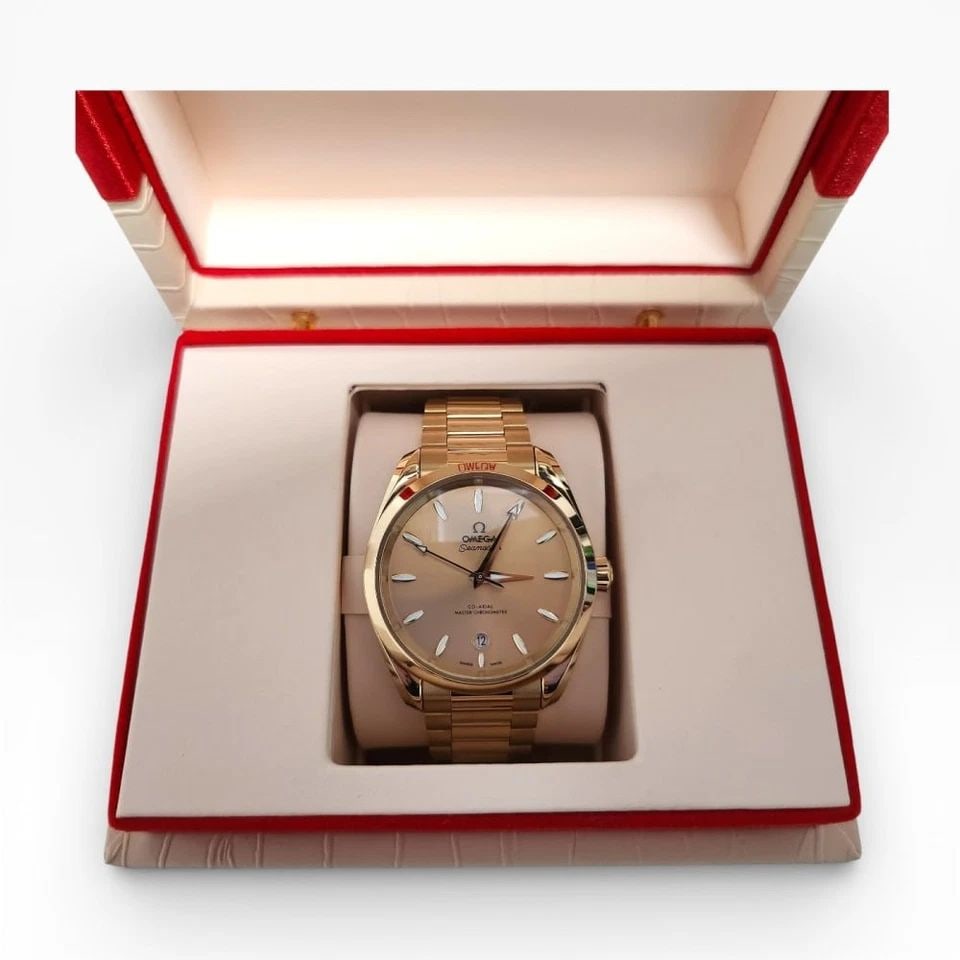 2026 FULL SET OMEGA AQUA TERRA 38MM 18K MOONSHINE GOLD WATCH 220.50.38.20.08.001 (1 of 2)