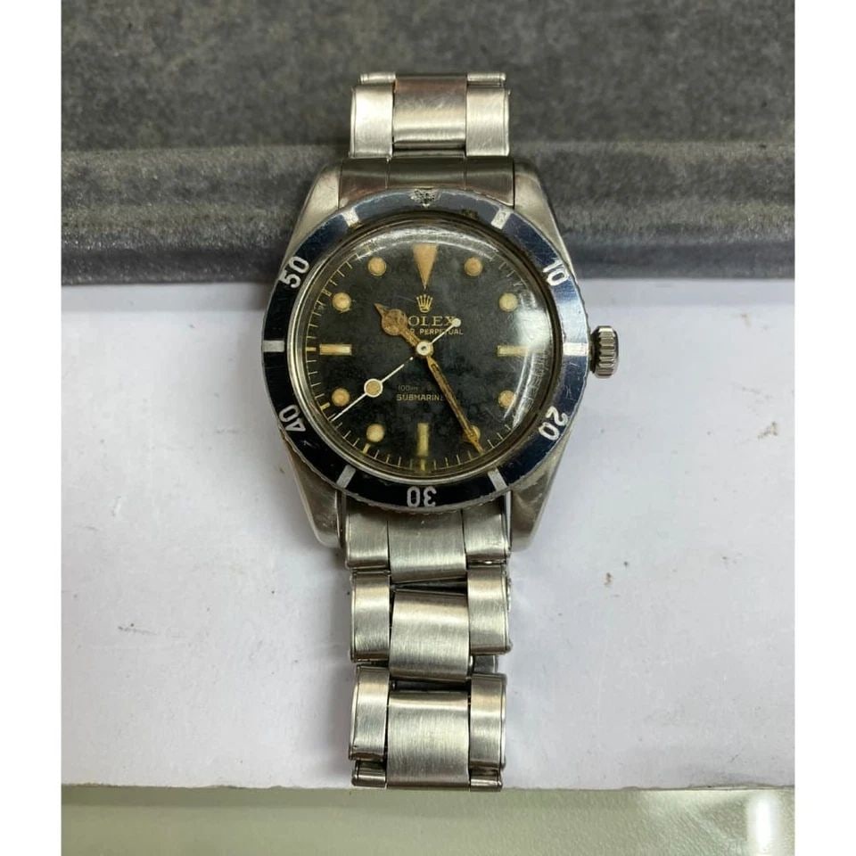 VINTAGE 1957 ROLEX SUBMARINER 36MM BLACK GILT DIAL JAMES BOND STEEL WATCH 6536-1 (1 of 2)