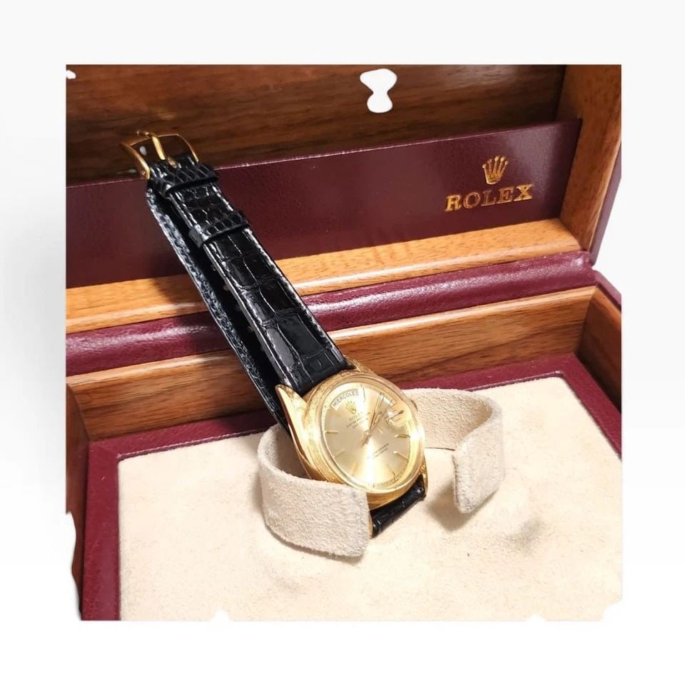 W/BOX ROLEX DAY DATE 36 MM FLORENTINE 18K YELLOW GOLD AUTOMATIC WATCH 1806 1966 (1 of 2)