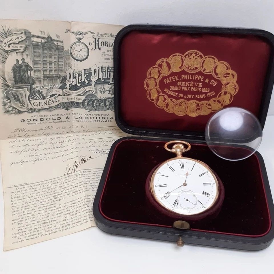 FULL SET POCKET WATCH PATEK PHILIPPE GONDOLO 56 MM YELLOW GOLD MANUAL WATCH 22L: FULL SET POCKET WATCH PATEK PHILIPPE GONDOLO 56 MM YELLOW GOLD MANUAL WATCH Manufacturer Pocket Watches Category Patek Philippe Gondolo Reference Number 22L Box Yes Case No. 252238 Cuvette 18K Yellow 