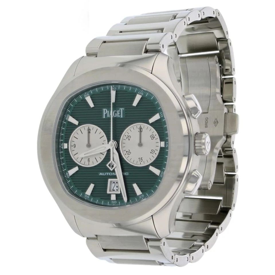 2025 FULL SET PIAGET POLO 42MM CHRONOGRAPH DATE STEEL GREEN DIAL WATCH G0A49024 (1 of 2)