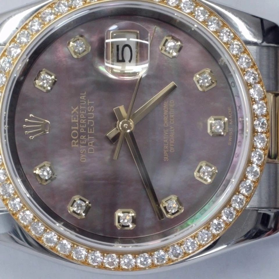 W/BOX ROLEX DATEJUST 36MM STEEL 18K YELLOW GOLD JUBILEE MOP DIAMOND WATCH 116243: W/BOX ROLEX DATEJUST 36MM STEEL 18K YELLOW GOLD JUBILEE MOP DIAMOND WATCH Manufacturer Rolex Category Mens Datejust 36mm Reference Number 116243 Band Steel ,Yellow Gold Band Color Yellow Gold & Stainl