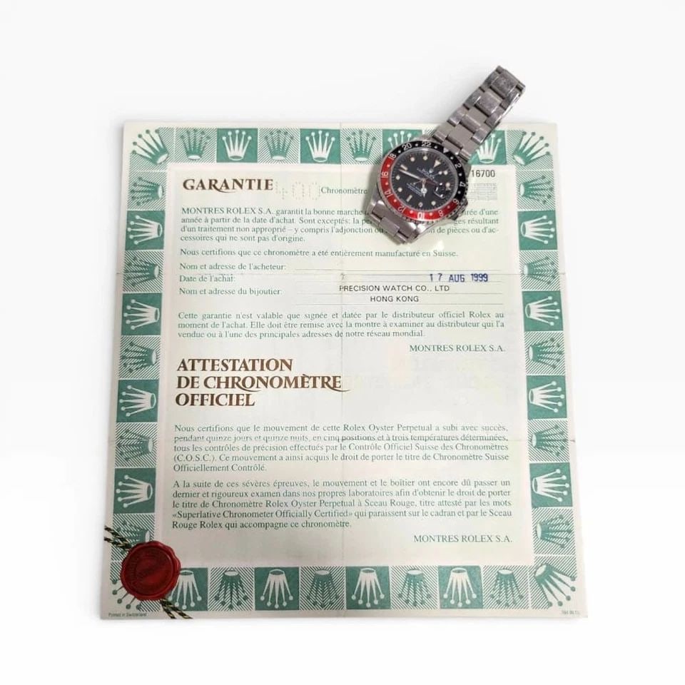 FULL SET 1999 ROLEX GMT MASTER STEEL 40 MM COKE BEZEL CREAM MARKERS WATCH 16700 (1 of 2)