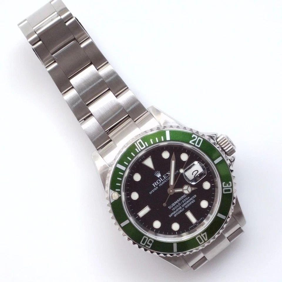 ROLEX SUBMARINER KERMIT DATE 40 MM STEEL GREEN BEZEL WATCH 16610T Z SERIES 2007 (1 of 2)