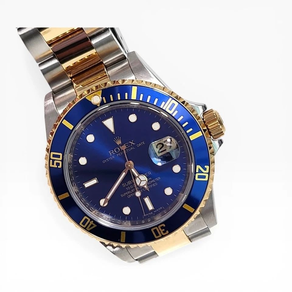 ROLEX SUBMARINER 40 MM BLUE DIAL STEEL 18K YELLOW GOLD WATCH 16613 V SERIES 2009 (1 of 2)