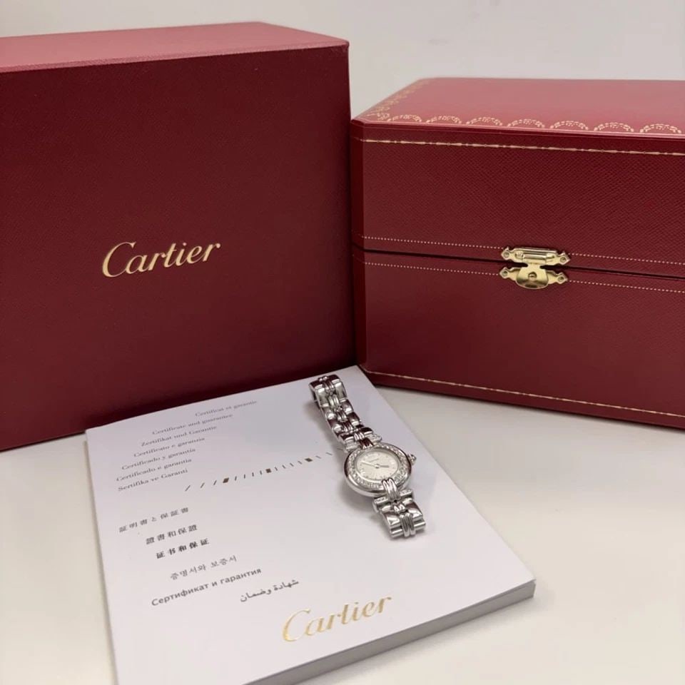W/BOX PAPER CARTIER COLISEE LADY 24MM 18K WHITE GOLD DIAMOND WATCH 1981 WB1059M8: W/BOX PAPER CARTIER COLISEE LADY 24MM 18K WHITE GOLD DIAMOND WATCH Manufacturer Cartier Category Colisee Reference Number 1981 / WB1059M8 Additional Keywords WB1059M8 Band 18k White Gold Band Color 18