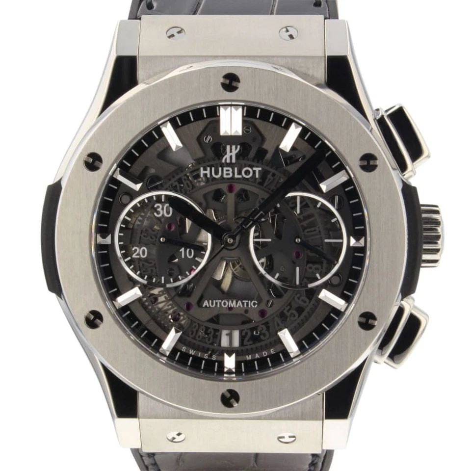 NEW HUBLOT CLASSIC FUSION AERO CHRONOGRAPH TITANIUM MENS WATCH 525.NX.0170.LR: NEW HUBLOT CLASSIC FUSION AERO CHRONOGRAPH TITANIUM MENS WATCH Manufacturer Hublot Category Classic Fusion Subcategory Chronograph Reference Number 525.NX.0170.LR Band Color Black Band Type Alligator 