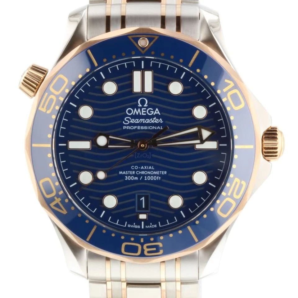 OMEGA SEAMASTER DIVER 42 MM AUTOMATIC TWO TONE BLUE WATCH 210.20.42.20.03.002 (1 of 2)