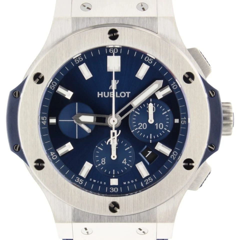 COMPLETE HUBLOT BIG BANG CHRONOGRAPH 44 MM STEEL BLUE WATCH 301.SX.7170.LR (1 of 2)
