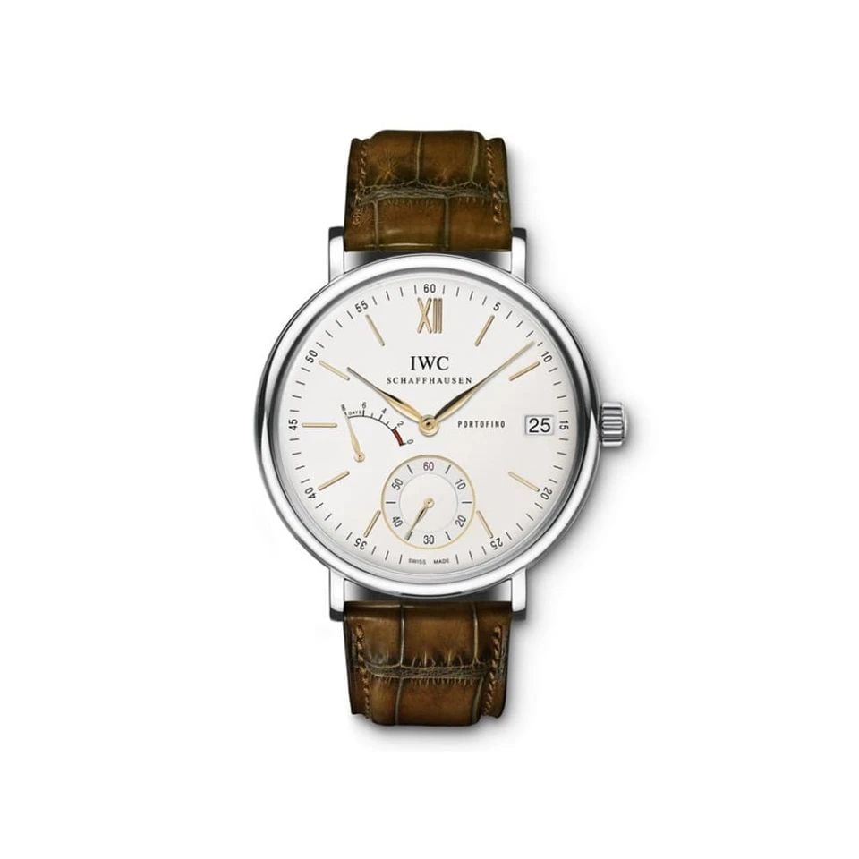 NEW IWC PORTOFINO HAND WOUND EIGHT DAYS SILVER DIAL STEEL 45MM IW510103: NEW IWC PORTOFINO HAND WOUND EIGHT DAYS SILVER DIAL STEEL 45MM IW510103 Manufacturer IWC Category Portofino Subcategory Hand-Wound Eight Days Reference Number IW510103 Band Color Dark Brown Band Type 