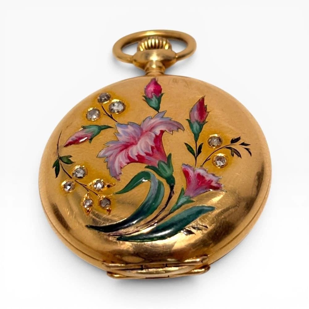 W/BOX PATEK PHILIPPE POCKET WATCH 32MM FACTORY PAINTED 18K YELLOW GOLD YEAR 1897 - 2